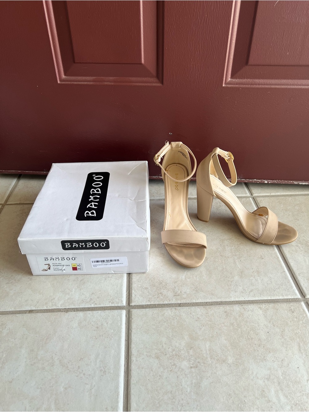 Bamboo Rampage Nude Block Heel Ankle Strap Sandals Size 8.5